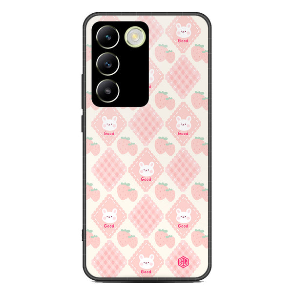 Cute Korean Design Series Soft Phone Case - Premium Glass Case - Design 3 - Vivo Y100 4G