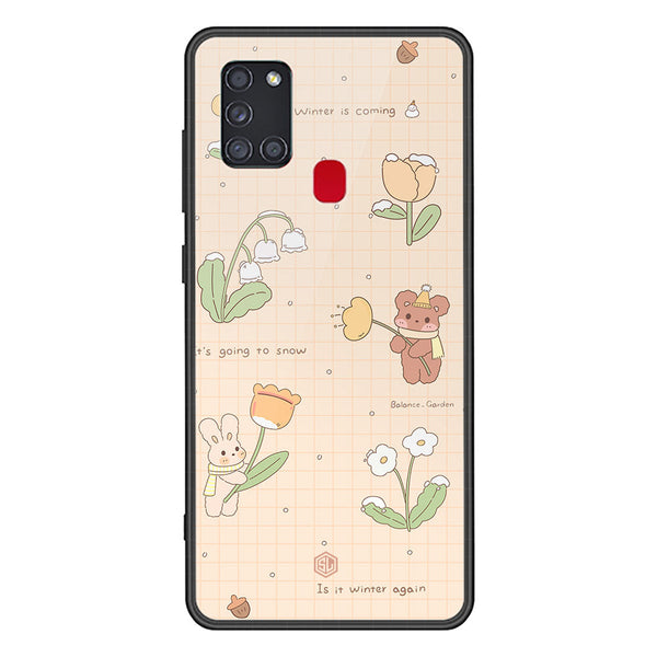Cute Korean Design Series Soft Phone Case - Premium Glass Case - Design 4 - Samsung Galaxy A21s