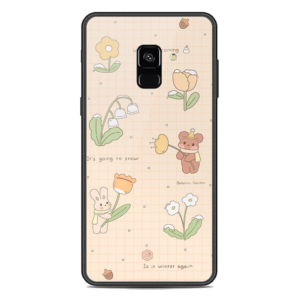 Cute Korean Design Series Soft Phone Case - Premium Glass Case - Design 4 - Samsung Galaxy A8 2018