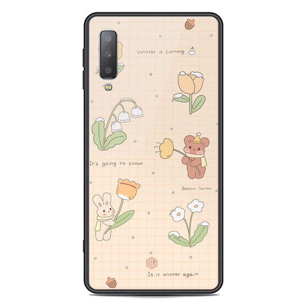 Cute Korean Design Series Soft Phone Case - Premium Glass Case - Design 4 - Samsung Galaxy A7 2018