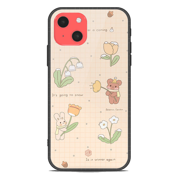 Cute Korean Design Series Soft Phone Case - Premium Glass Case - Design 4 - iPhone 13 Mini