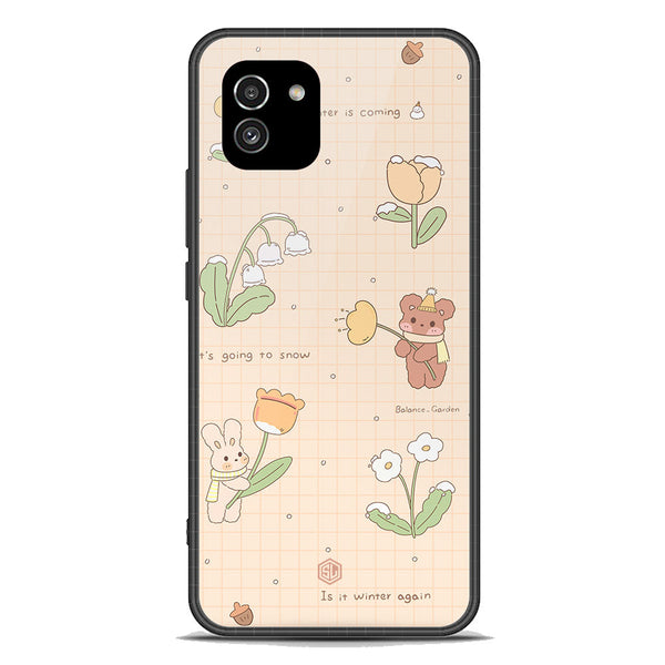 Cute Korean Design Series Soft Phone Case - Premium Glass Case - Design 4 - Samsung Galaxy A03