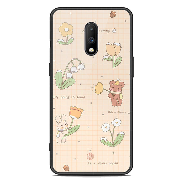 Cute Korean Design Series Soft Phone Case - Premium Glass Case - Design 4 - OnePlus 7