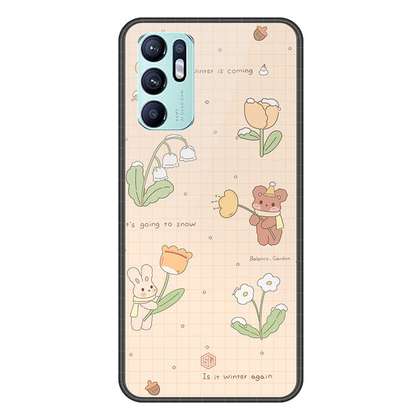 Cute Korean Design Series Soft Phone Case - Premium Glass Case - Design 4 - Oppo Reno 6
