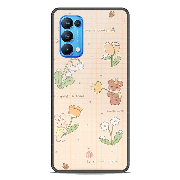 Cute Korean Design Series Soft Phone Case - Premium Glass Case - Design 4 - Oppo Reno 5 Pro 5G