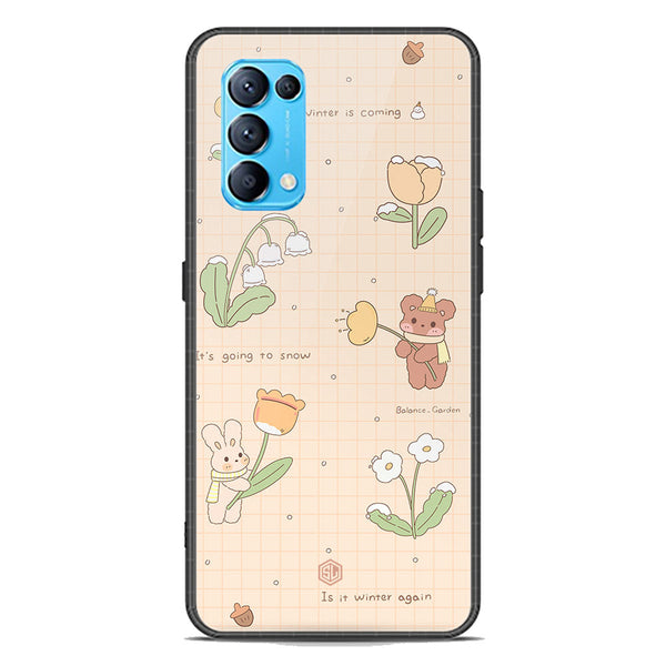 Cute Korean Design Series Soft Phone Case - Premium Glass Case - Design 4 - Oppo Reno 5 4G