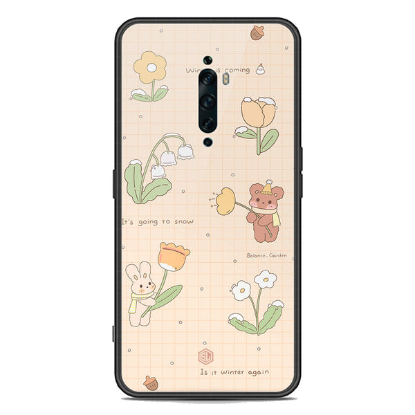 Cute Korean Design Series Soft Phone Case - Premium Glass Case - Design 4 - Oppo Reno 2F
