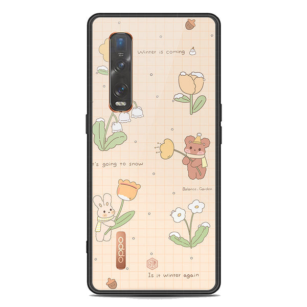 Cute Korean Design Series Soft Phone Case - Premium Glass Case - Design 4 - Oppo Find X2 Pro