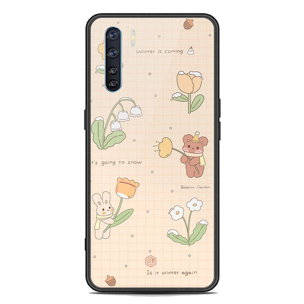 Cute Korean Design Series Soft Phone Case - Premium Glass Case - Design 4 - Oppo F15