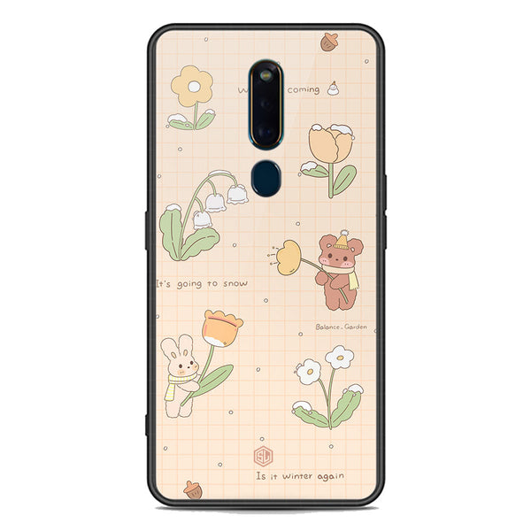 Cute Korean Design Series Soft Phone Case - Premium Glass Case - Design 4 - Oppo F11 Pro