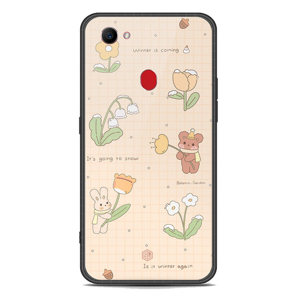 Cute Korean Design Series Soft Phone Case - Premium Glass Case - Design 4 - Oppo F7