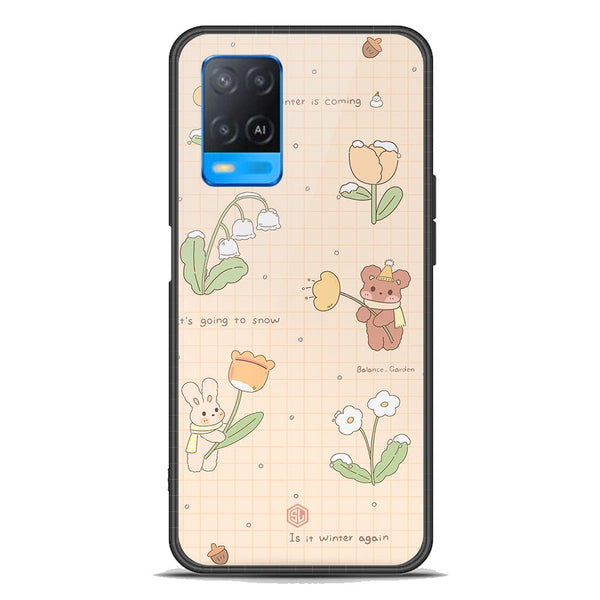 Cute Korean Design Series Soft Phone Case - Premium Glass Case - Design 4 - Oppo A55 4G