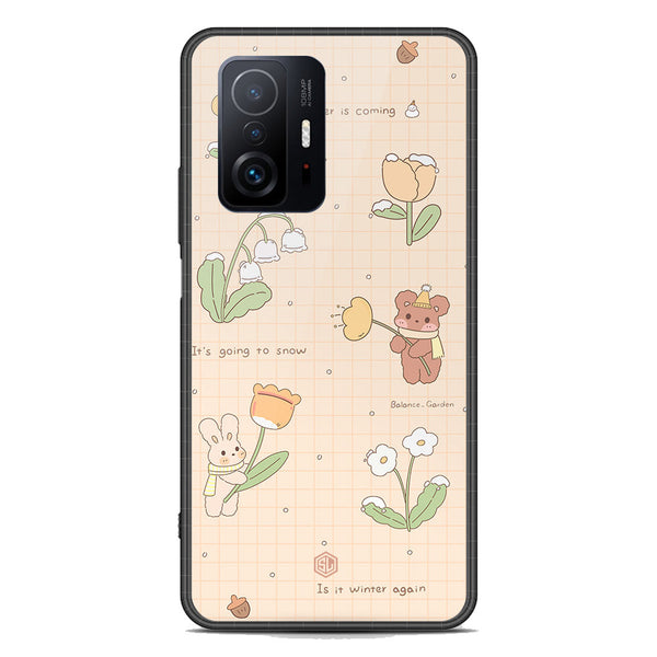 Cute Korean Design Series Soft Phone Case - Premium Glass Case - Design 4 - Xiaomi 11T Pro