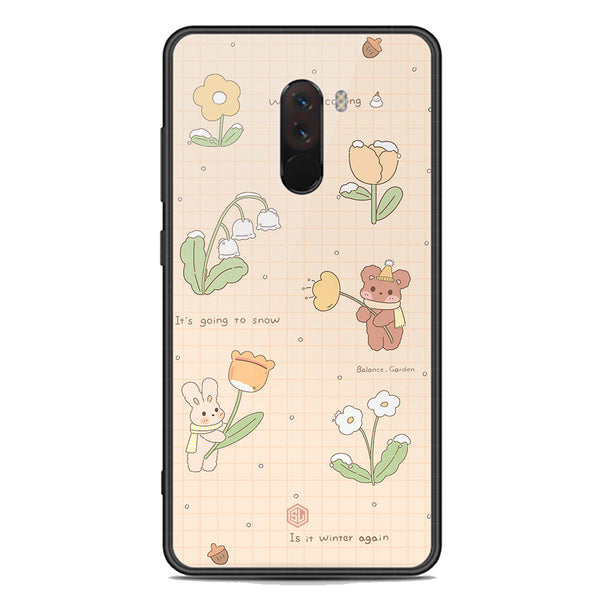 Cute Korean Design Series Soft Phone Case - Premium Glass Case - Design 4 - Xiaomi Pocophone F1