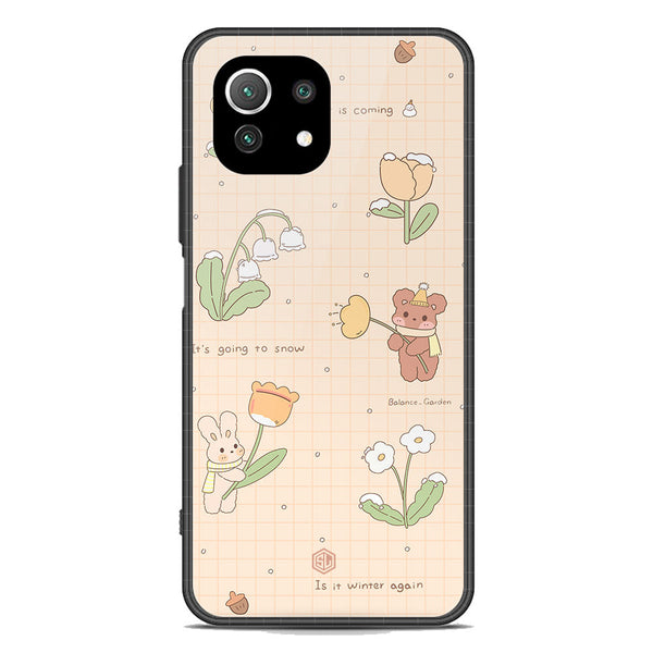 Cute Korean Design Series Soft Phone Case - Premium Glass Case - Design 4 - Xiaomi Mi 11 Lite
