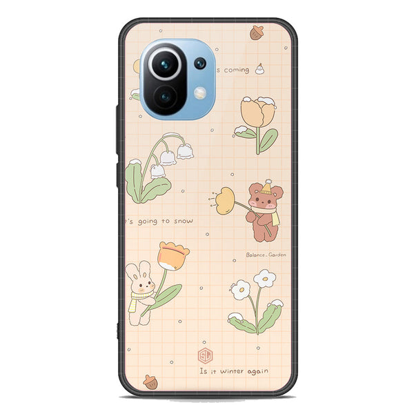 Cute Korean Design Series Soft Phone Case - Premium Glass Case - Design 4 - Xiaomi Mi 11