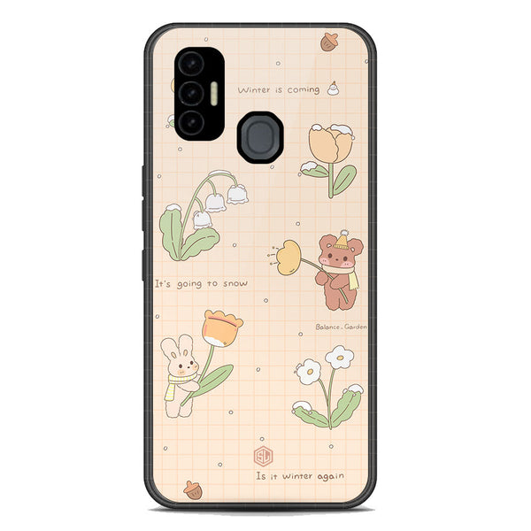 Cute Korean Design Series Soft Phone Case - Premium Glass Case - Design 4 - Tecno Spark 7