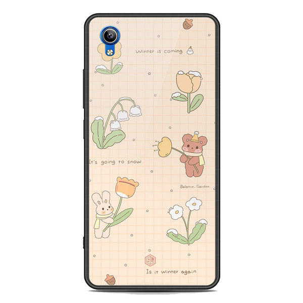 Cute Korean Design Series Soft Phone Case - Premium Glass Case - Design 4 - Vivo Y91i
