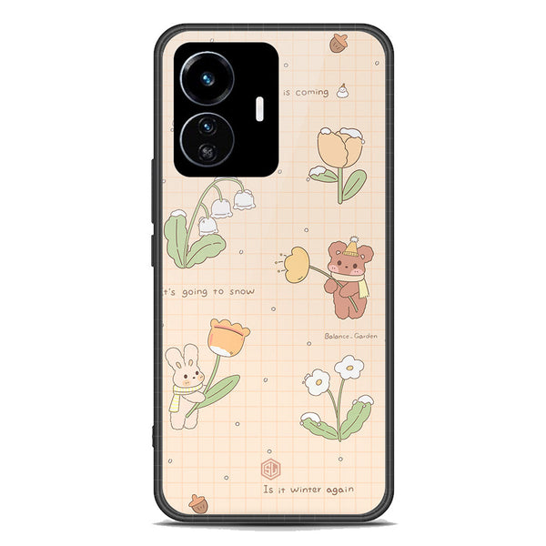 Cute Korean Design Series Soft Phone Case - Premium Glass Case - Design 4 - Vivo Y77 5G