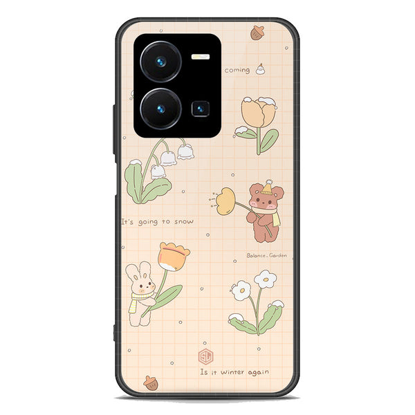 Cute Korean Design Series Soft Phone Case - Premium Glass Case - Design 4 - Vivo Y35