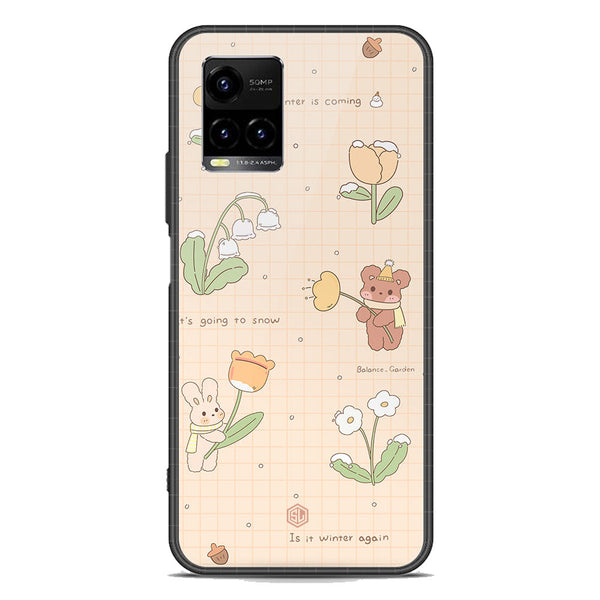 Cute Korean Design Series Soft Phone Case - Premium Glass Case - Design 4 - Vivo Y21