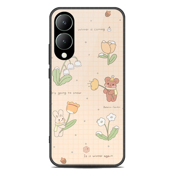 Cute Korean Design Series Soft Phone Case - Premium Glass Case - Design 4 - Vivo Y17s