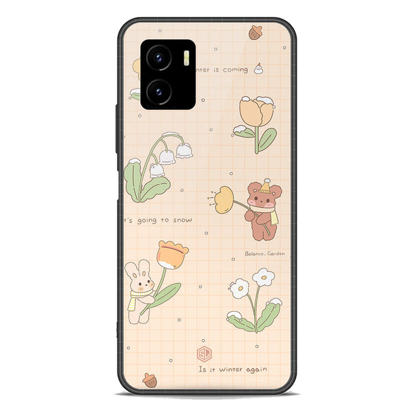 Cute Korean Design Series Soft Phone Case - Premium Glass Case - Design 4 - Vivo Y15s