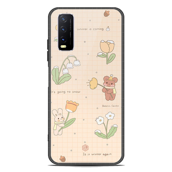 Cute Korean Design Series Soft Phone Case - Premium Glass Case - Design 4 - Vivo Y12a