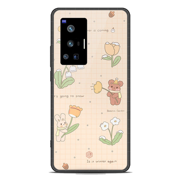 Cute Korean Design Series Soft Phone Case - Premium Glass Case - Design 4 - Vivo X70 Pro