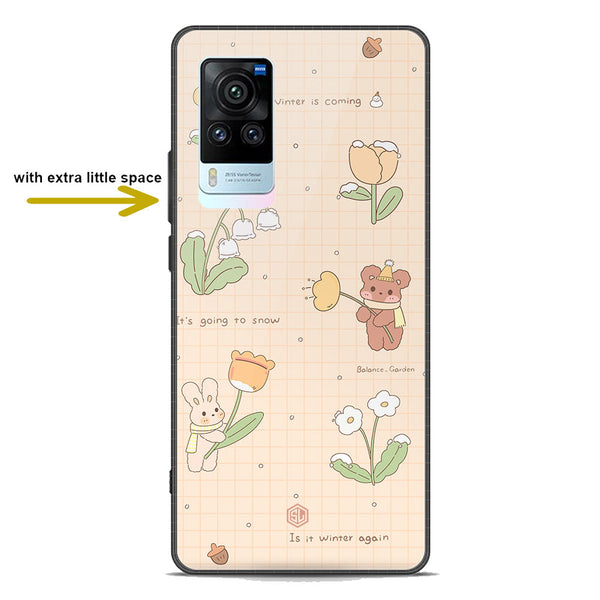 Cute Korean Design Series Soft Phone Case - Premium Glass Case - Design 4 - Vivo X60 Pro