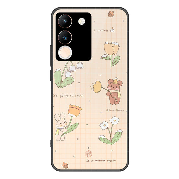 Cute Korean Design Series Soft Phone Case - Premium Glass Case - Design 4 - Vivo V29e