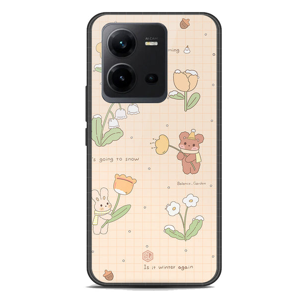 Cute Korean Design Series Soft Phone Case - Premium Glass Case - Design 4 - Vivo V25e
