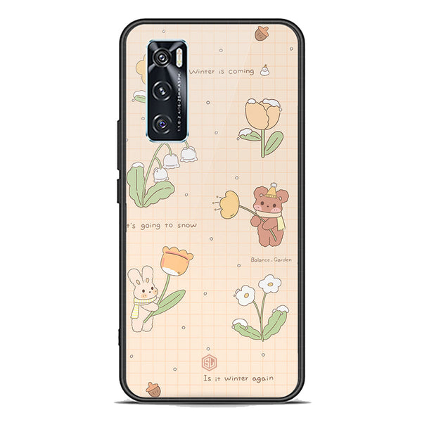 Cute Korean Design Series Soft Phone Case - Premium Glass Case - Design 4 - Vivo V20 SE