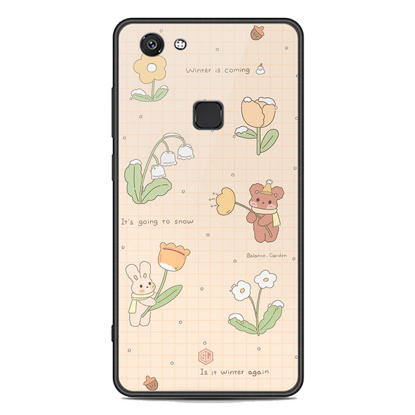 Cute Korean Design Series Soft Phone Case - Premium Glass Case - Design 4 - Vivo V7