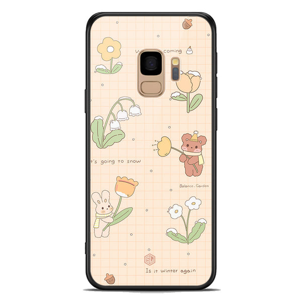 Cute Korean Design Series Soft Phone Case - Premium Glass Case - Design 4 - Samsung Galaxy S9