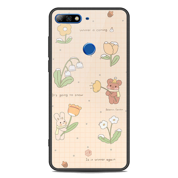 Cute Korean Design Series Soft Phone Case - Premium Glass Case - Design 4 - Huawei Y7 2018