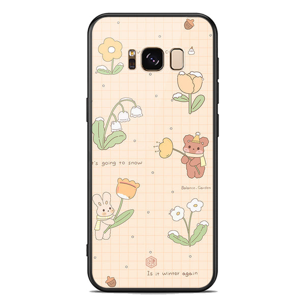 Cute Korean Design Series Soft Phone Case - Premium Glass Case - Design 4 - Samsung Galaxy S8