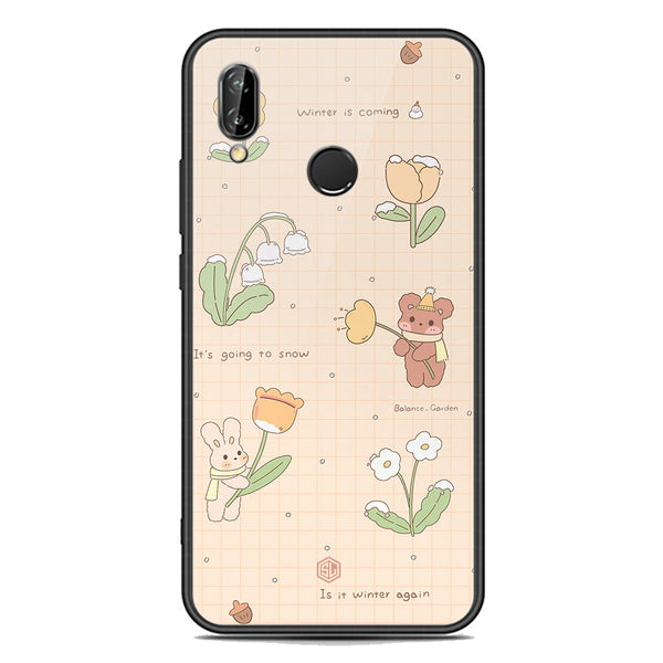 Cute Korean Design Series Soft Phone Case - Premium Glass Case - Design 4 - Huawei P20 Lite