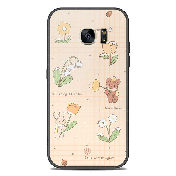 Cute Korean Design Series Soft Phone Case - Premium Glass Case - Design 4 - Samsung Galaxy S7