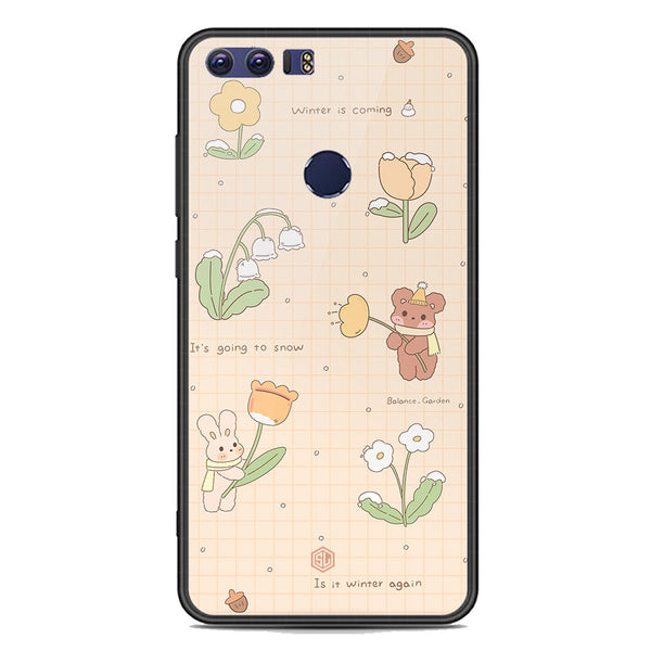 Cute Korean Design Series Soft Phone Case - Premium Glass Case - Design 4 - Huawei Honor 8