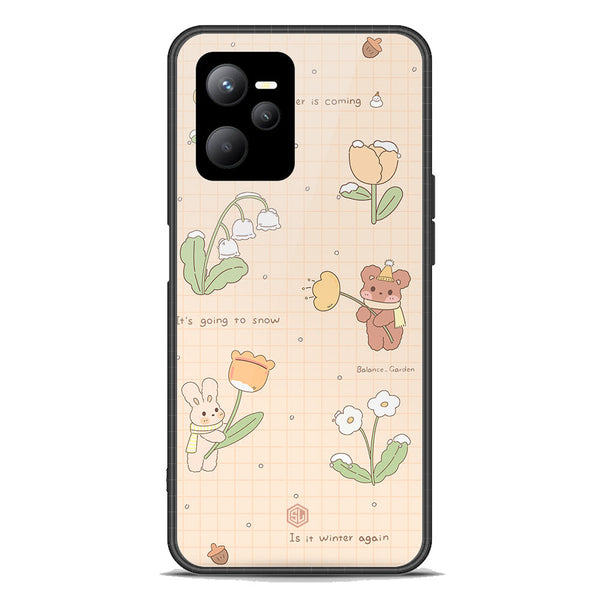 Cute Korean Design Series Soft Phone Case - Premium Glass Case - Design 4 - Realme Q5
