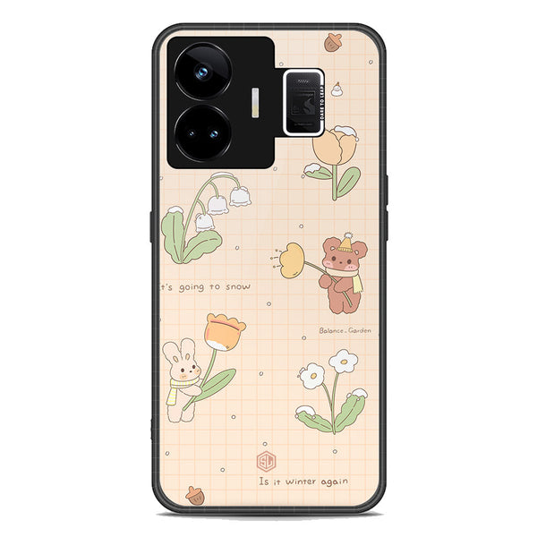 Cute Korean Design Series Soft Phone Case - Premium Glass Case - Design 4 - Realme GT3
