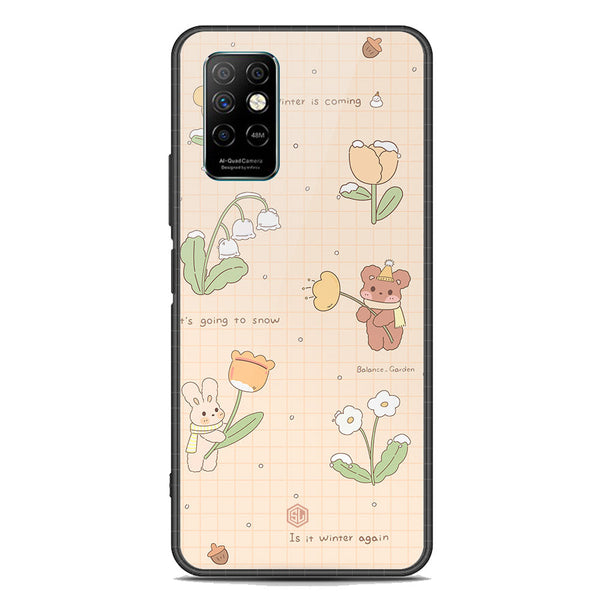Cute Korean Design Series Soft Phone Case - Premium Glass Case - Design 4 - Infinix Note 8i