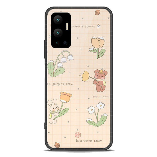 Cute Korean Design Series Soft Phone Case - Premium Glass Case - Design 4 - Infinix Hot 12