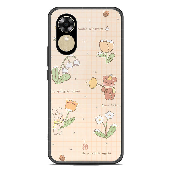 Cute Korean Design Series Soft Phone Case - Premium Glass Case - Design 4 - Oppo A17k