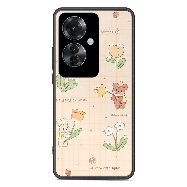 Cute Korean Design Series Soft Phone Case - Premium Glass Case - Design 4 - Oppo Reno 11F