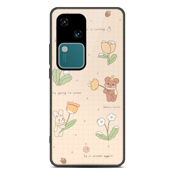 Cute Korean Design Series Soft Phone Case - Premium Glass Case - Design 4 - Vivo S18