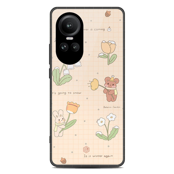 Cute Korean Design Series Soft Phone Case - Premium Glass Case - Design 4 - Oppo Reno 10 Pro