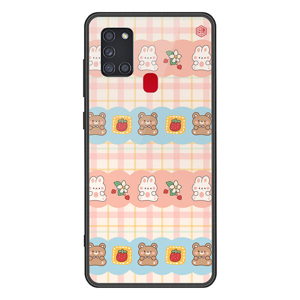 Cute Korean Design Series Soft Phone Case - Premium Glass Case - Design 5 - Samsung Galaxy A21s