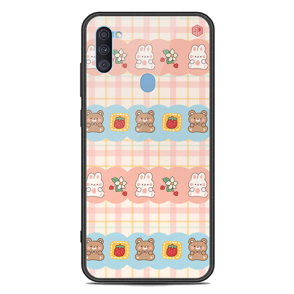 Cute Korean Design Series Soft Phone Case - Premium Glass Case - Design 5 - Samsung Galaxy A11